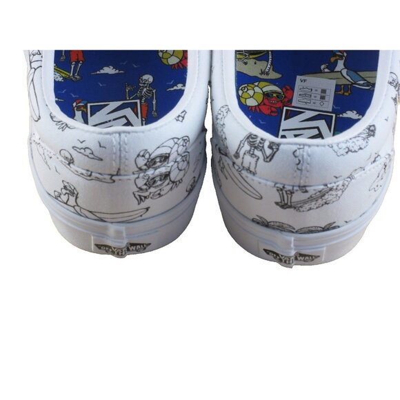 Vans Men's Classic Slip Low Tide Tropical Surf True White Black Shoes Size 11 - Picture 5 of 7